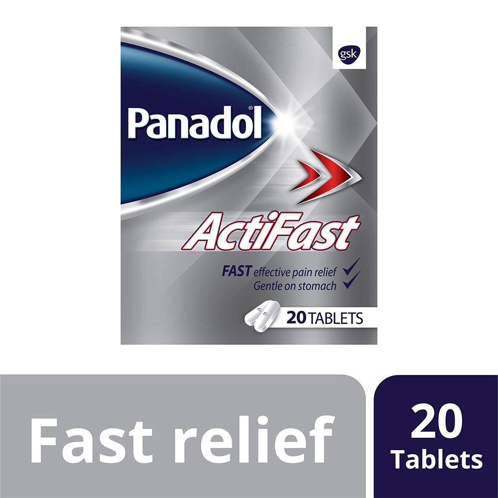 Panadol, Actifast Tablets, Rapid pain relief tablets, 20 tablets