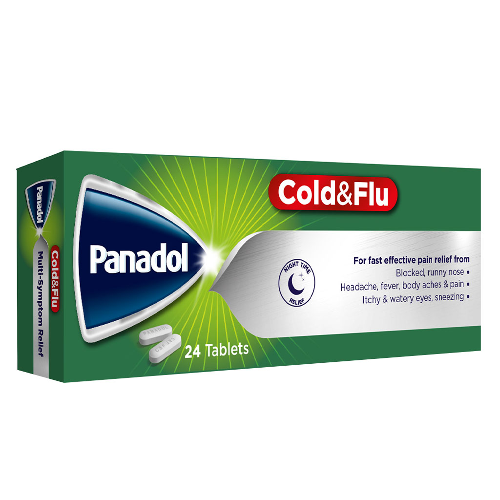 Panadol, Cold & Flu Night Capsules, Nighttime cold and flu relief capsules, 24 capsules