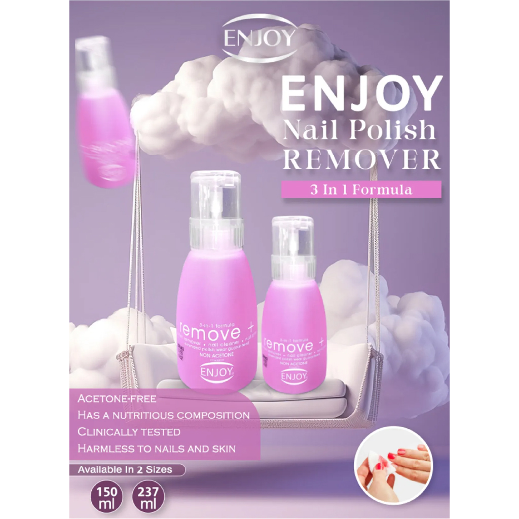 Enjoy, Nail Polish Remover Pink, Gentle nail polish remover, 150ml