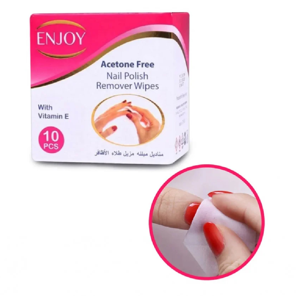Enjoy, Acetone Wipes, Convenient acetone nail polish remover wipes, 10 pieces