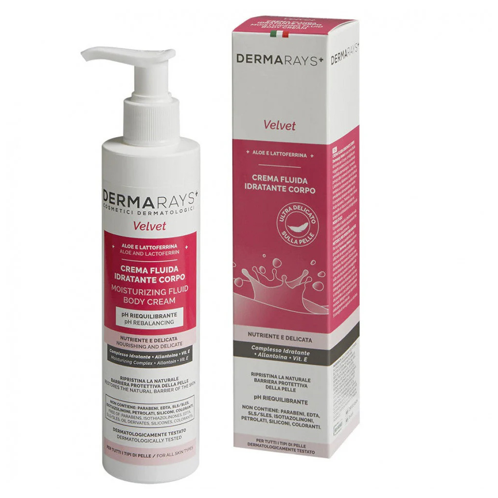 Dermarays, Velvet Moisturizing Fluid Body Cream, Lightweight moisturizing body cream for smooth skin, 250ml