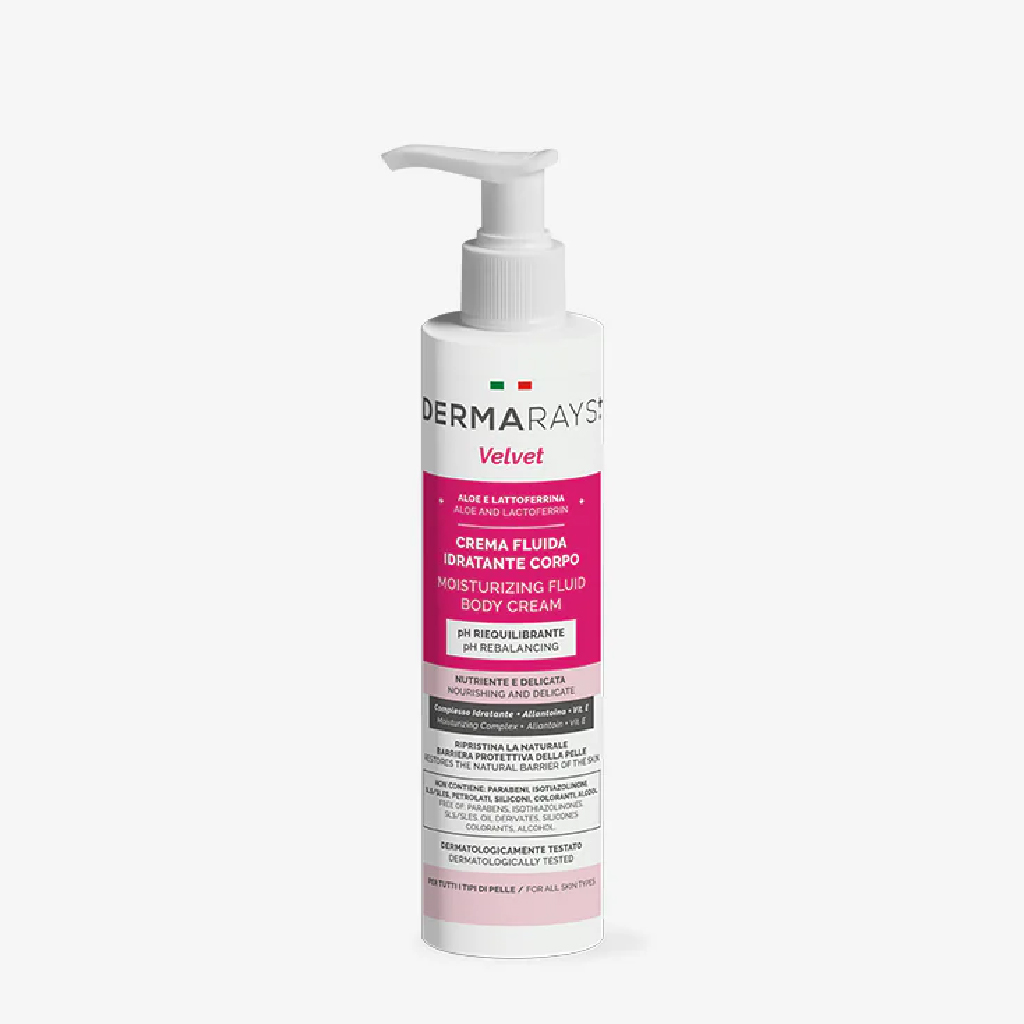 Dermarays, Velvet Moisturizing Fluid Body Cream, Lightweight moisturizing body cream for smooth skin, 250ml