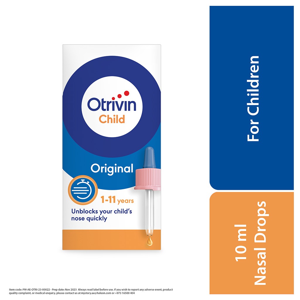 Otrivin, 0.05% Nasal Drops for Kids, Nasal decongestant drops for children, 10ml