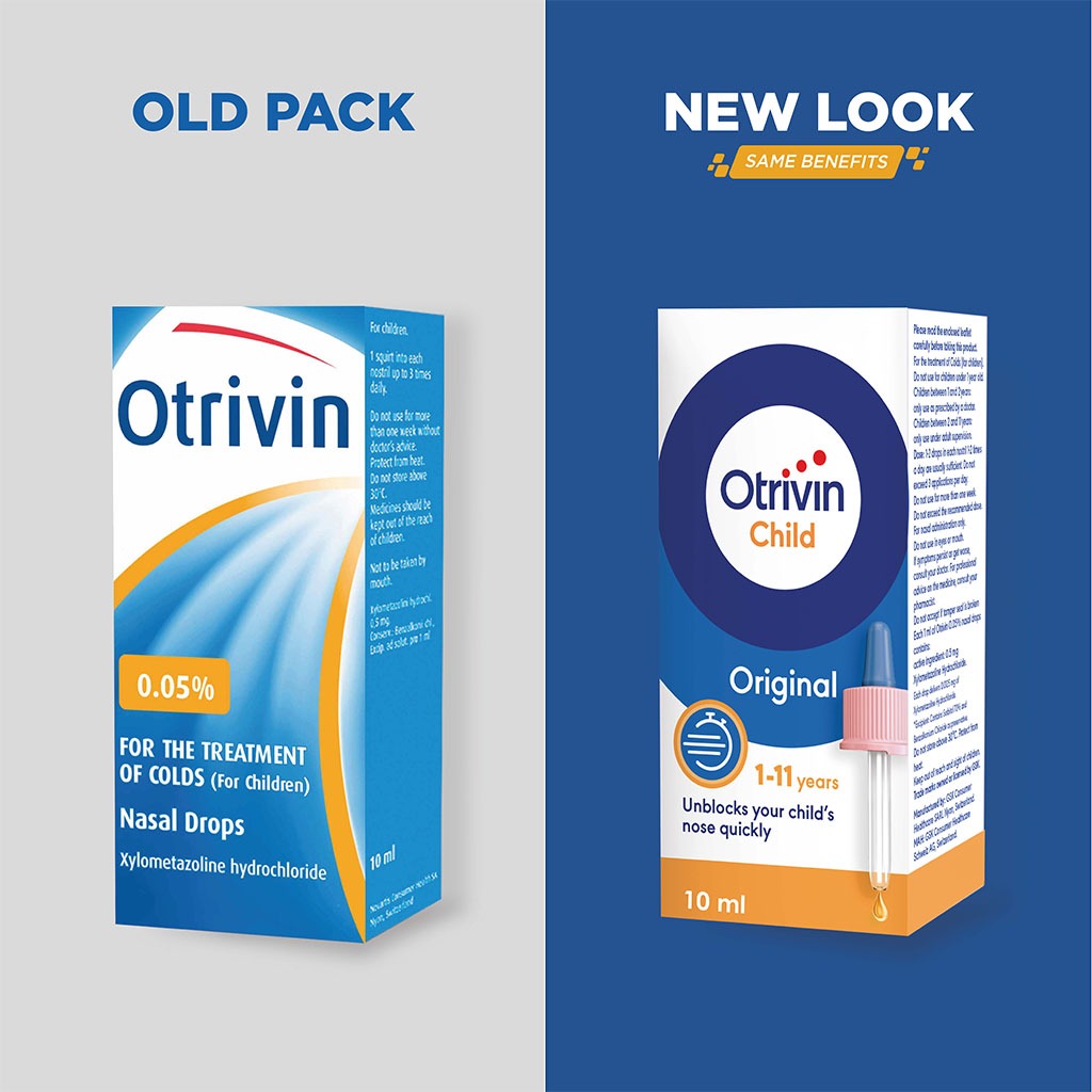 Otrivin, 0.05% Nasal Drops for Kids, Nasal decongestant drops for children, 10ml