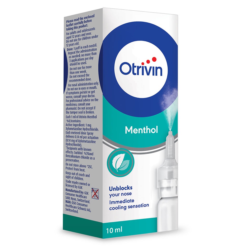 Otrivin 0.1% 10 ml Nasal Menthol Spray