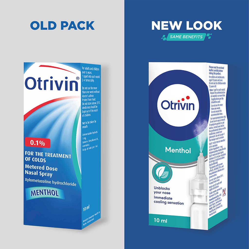 Otrivin 0.1% 10 ml Nasal Menthol Spray
