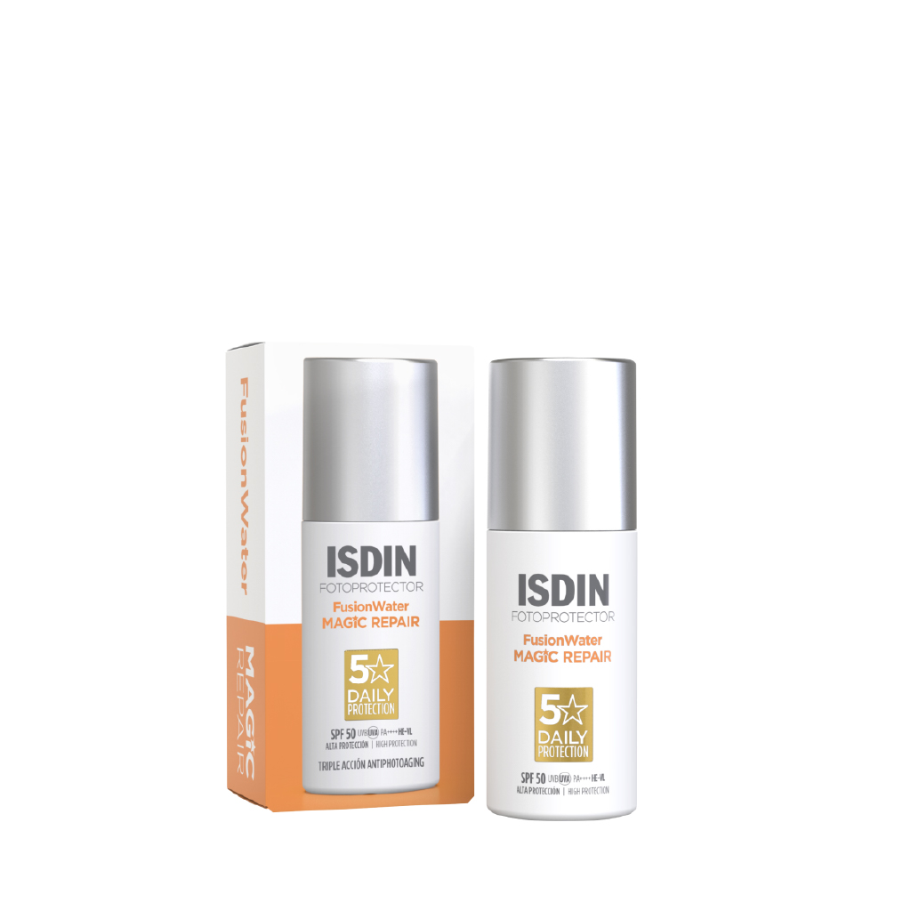 Isdin, Fusion Water Magic Repair SPF 50+, Lightweight sunscreen with skin repair properties, 50ml