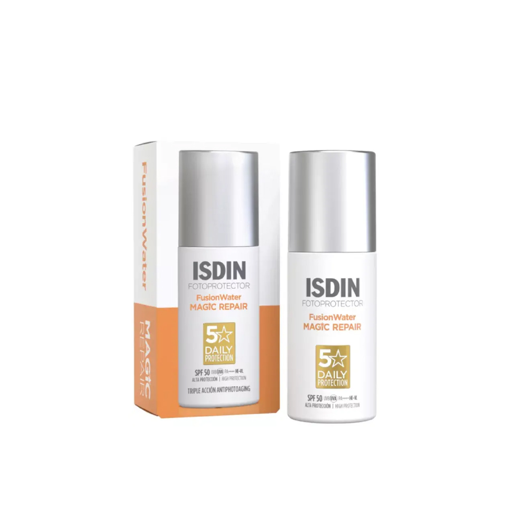 Isdin, Fusion Water Magic Repair SPF 50+, Lightweight sunscreen with skin repair properties, 50ml