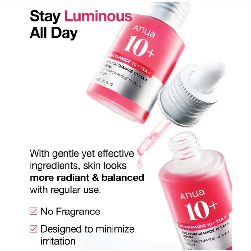 Anua, Niacinamide 10% + 4% TXA Dark Spot Serum, Serum to reduce dark spots and brighten skin, 30ml