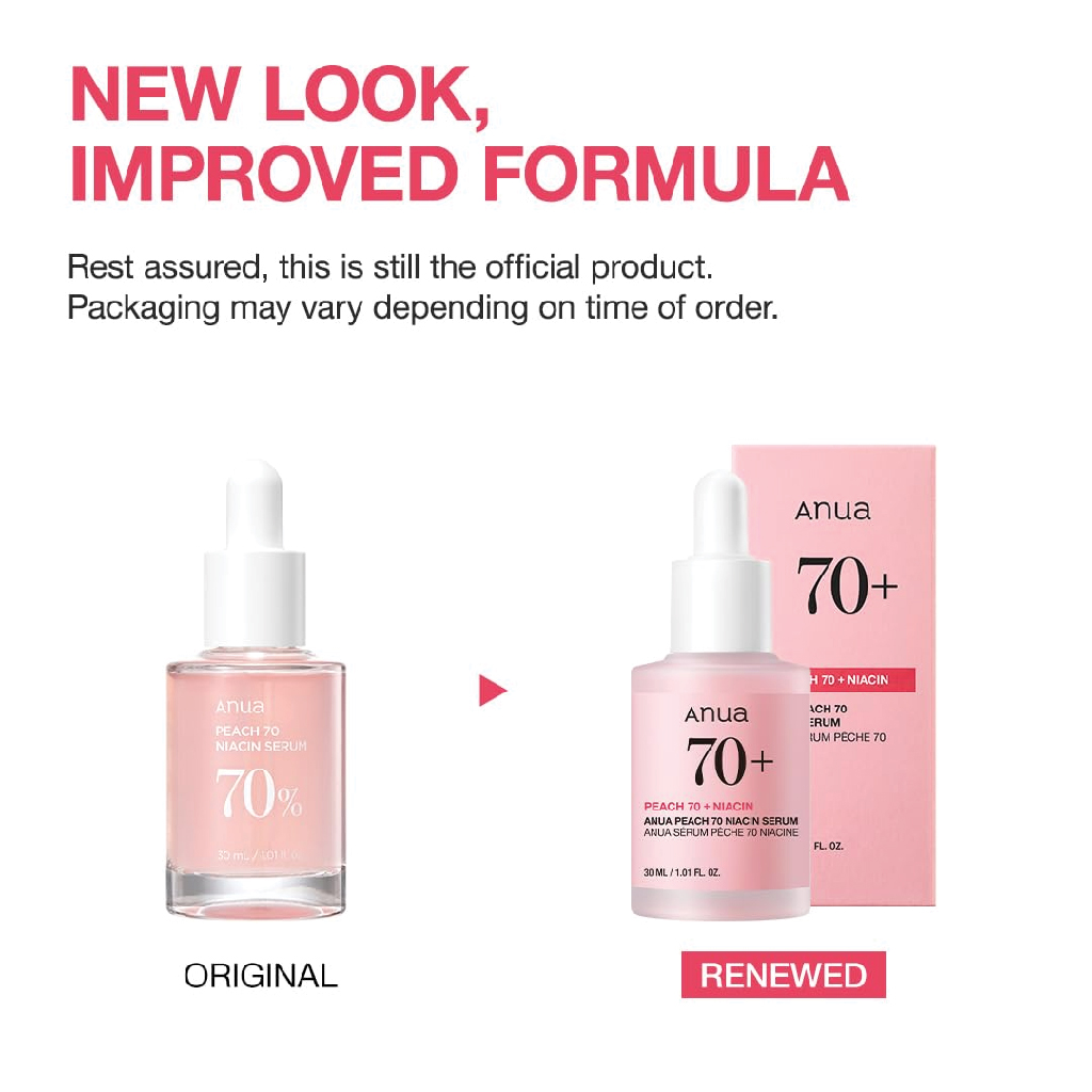 Anua, Niacinamide 70% Peach Serum, High concentration niacinamide serum with peach extract, 30ml