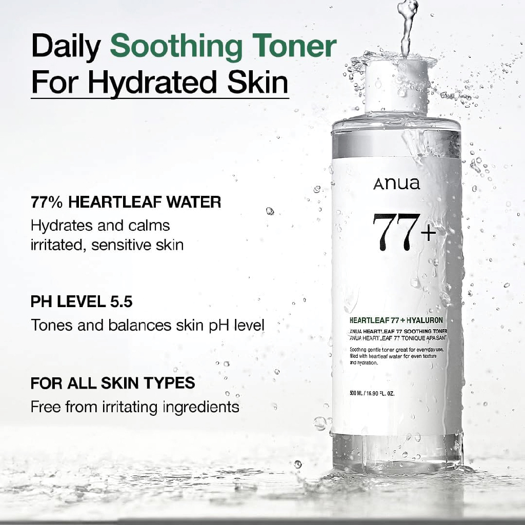 Anua, Hartleaf 77% Toner, Hydrating toner with 77% hartleaf extract, 250ml