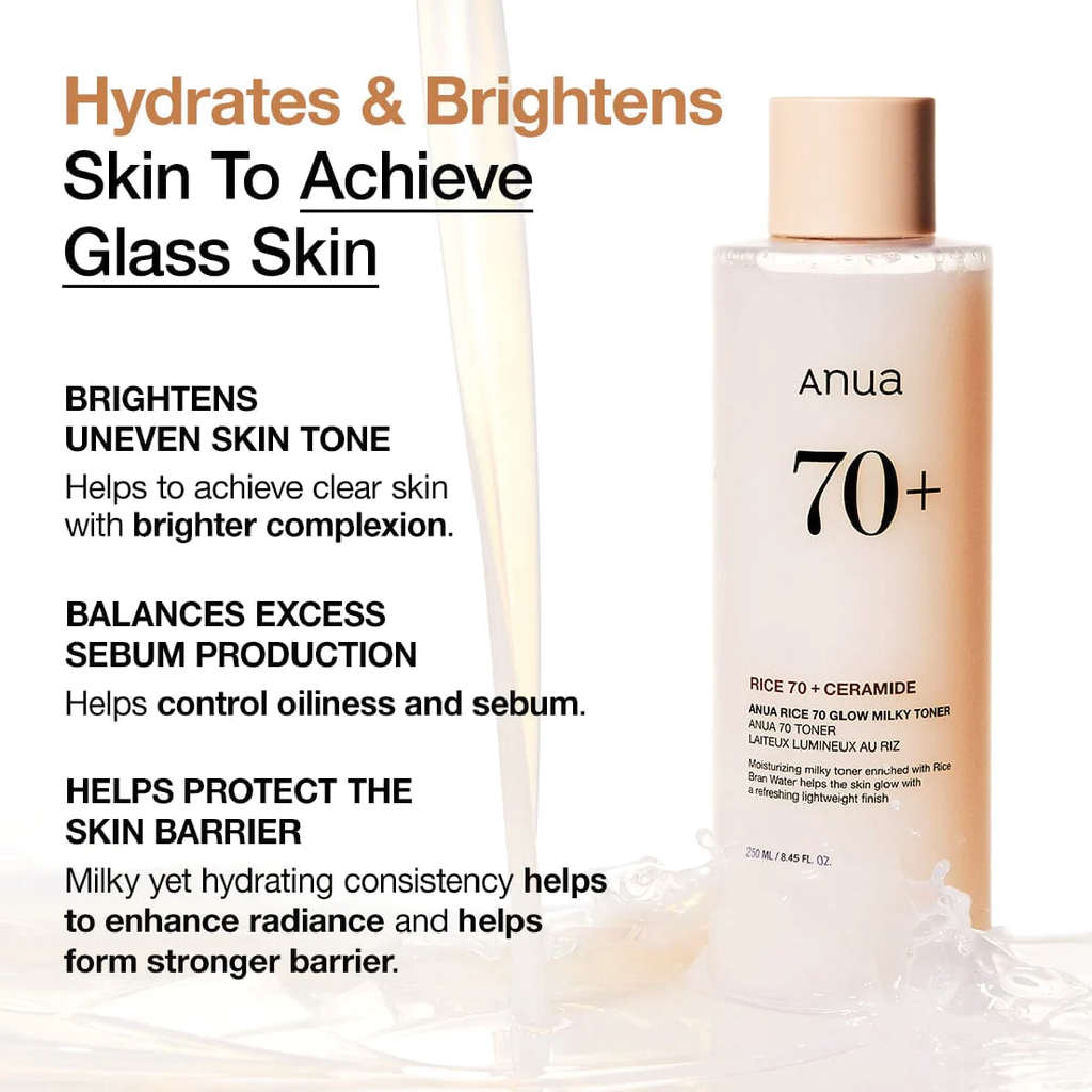 Anua 70+ Toner With Rice Extract For Brightening And Even Skin Tone 250Ml