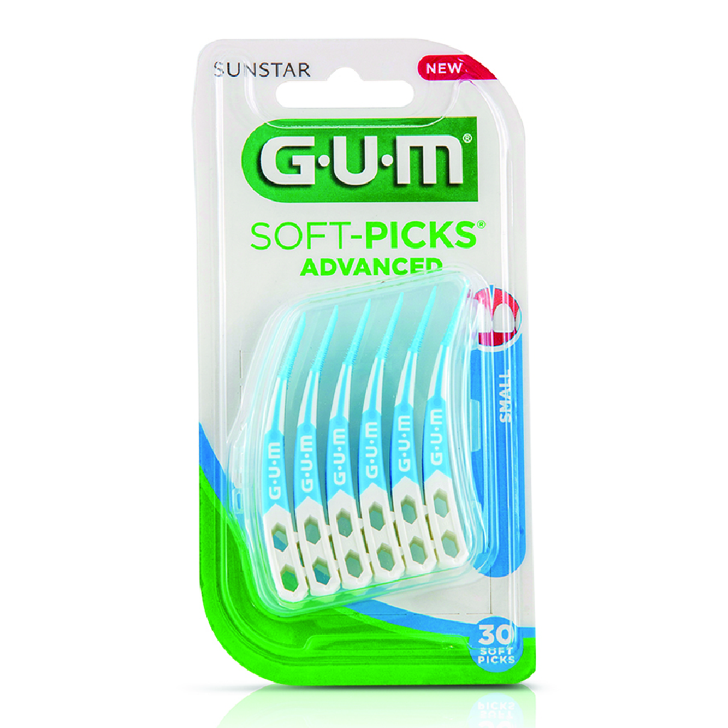 Sunstar GUM, Soft Picks Advanced Small, Small soft picks for interdental cleaning, 30 pieces