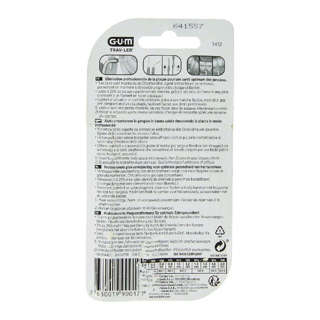 GUM TRAVLER INTERDENTAL BRUSH 0.9MM (6'S) SUNSTAR GUM 1412G