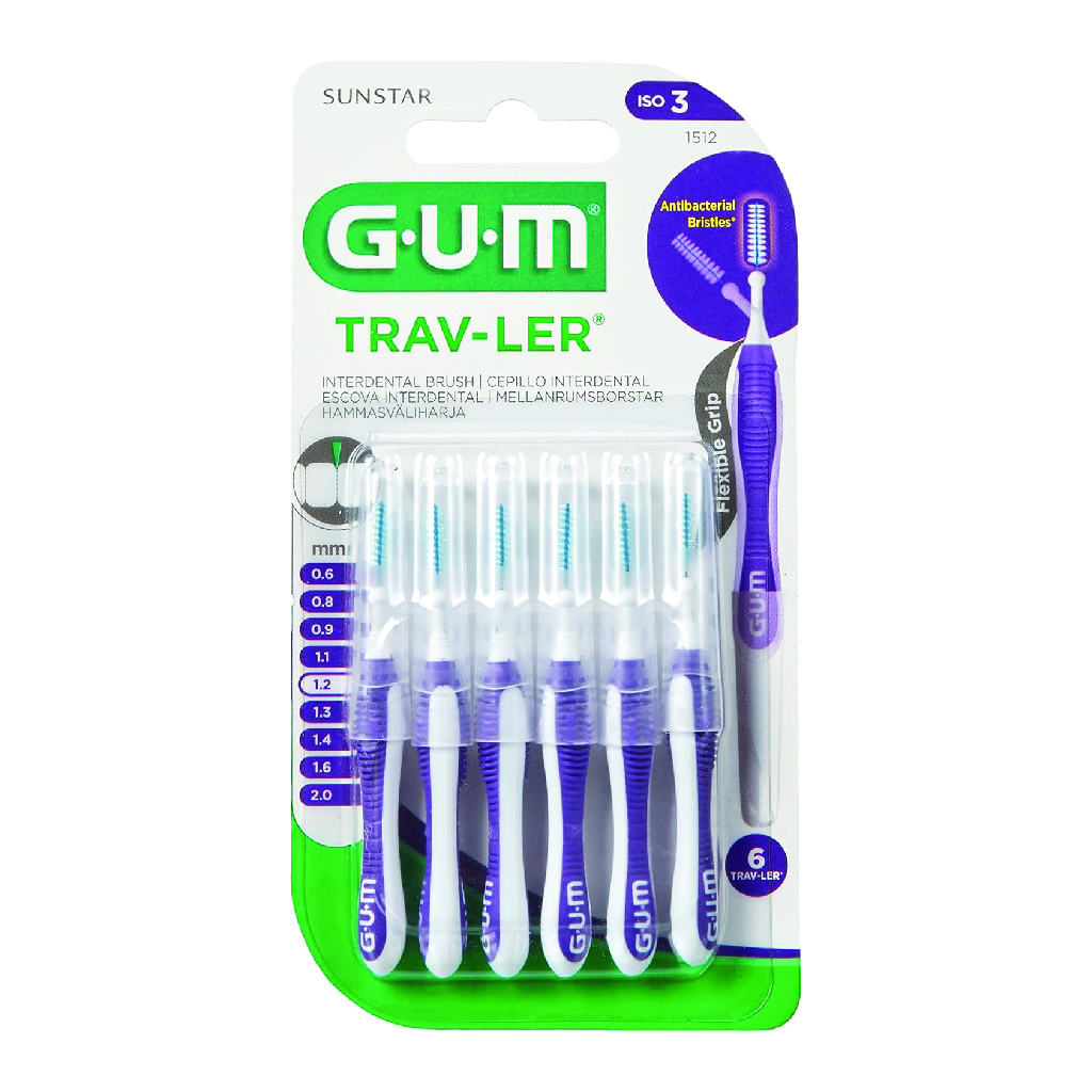 Sunstar Gum, Traveler Interdental Brush, 1.2mm interdental cleaning brush for oral hygiene