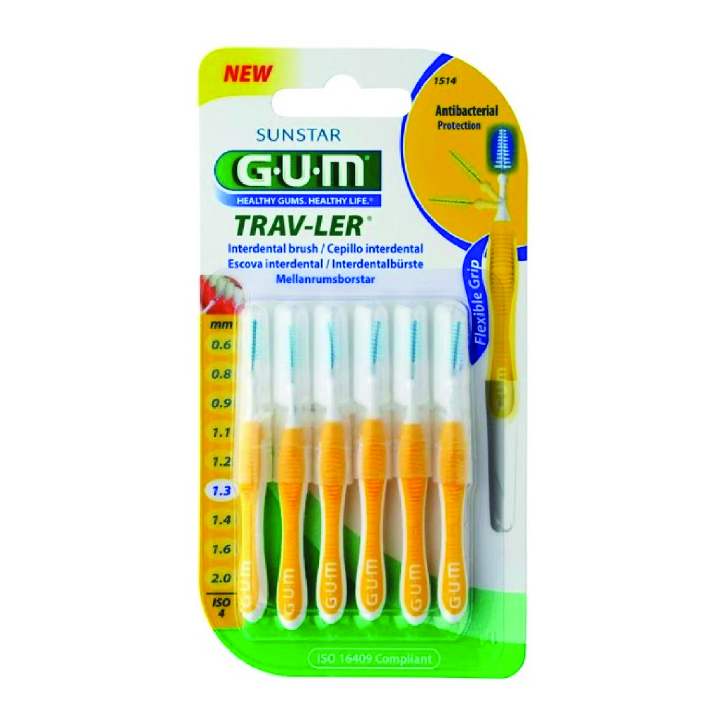 Sunstar Gum, Traveler Interdental Brush, 1.3mm interdental cleaning brush for oral hygiene