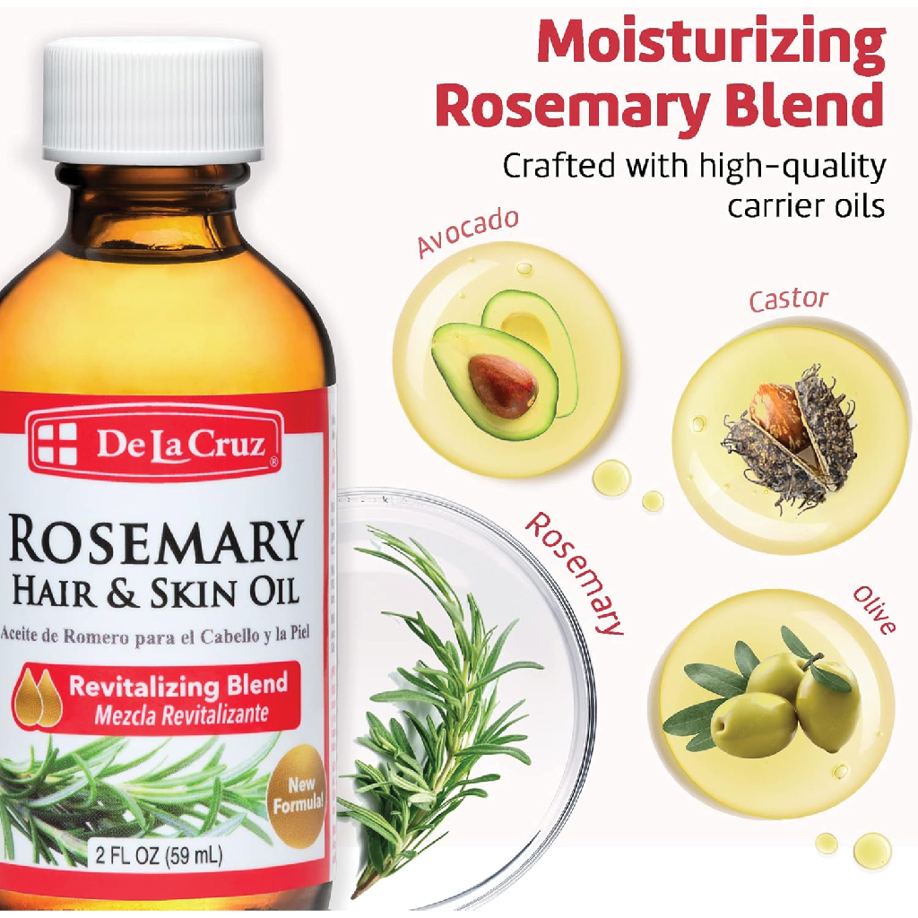 De La Cruz Oil of Rosemary Blend for Skin and Hair 59ml