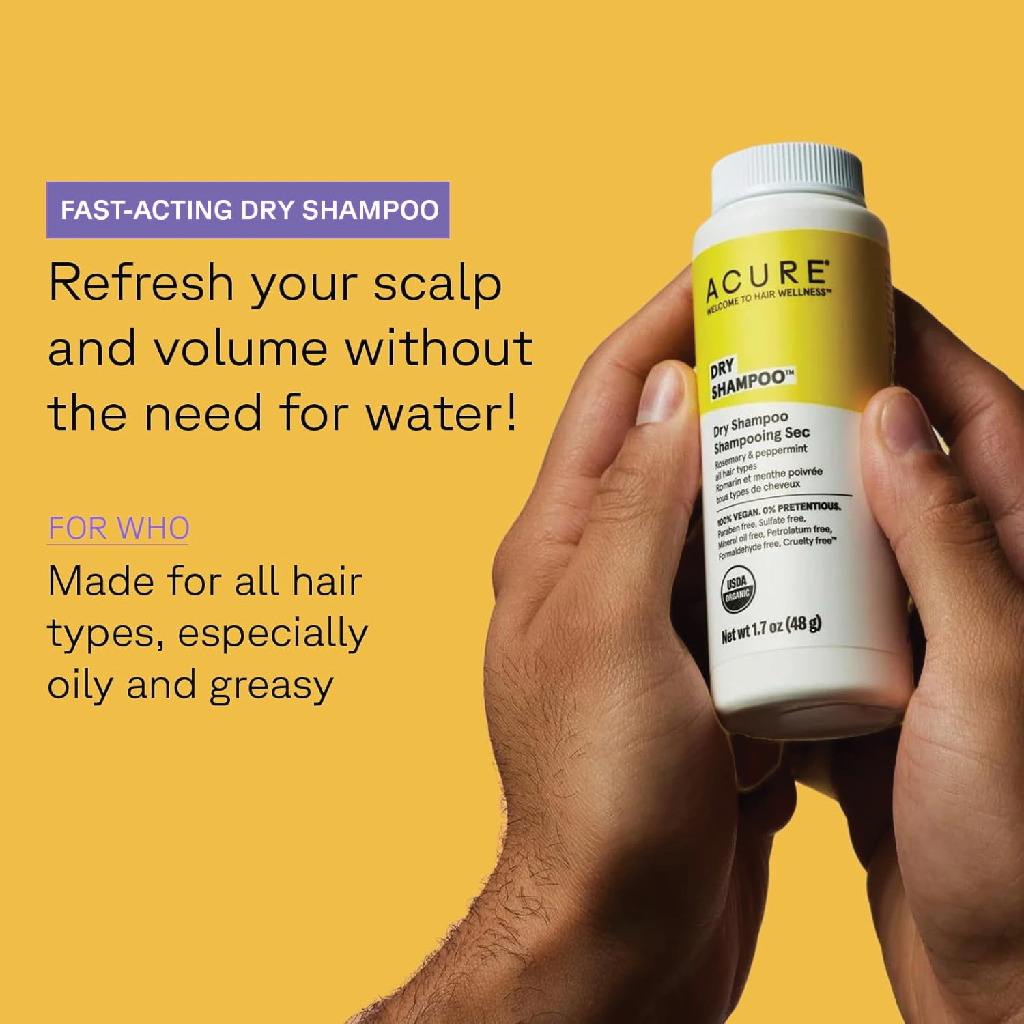 Acure, Dry Shampoo with Rosemary and Mint, Refreshing dry shampoo for oily hair, 30ml