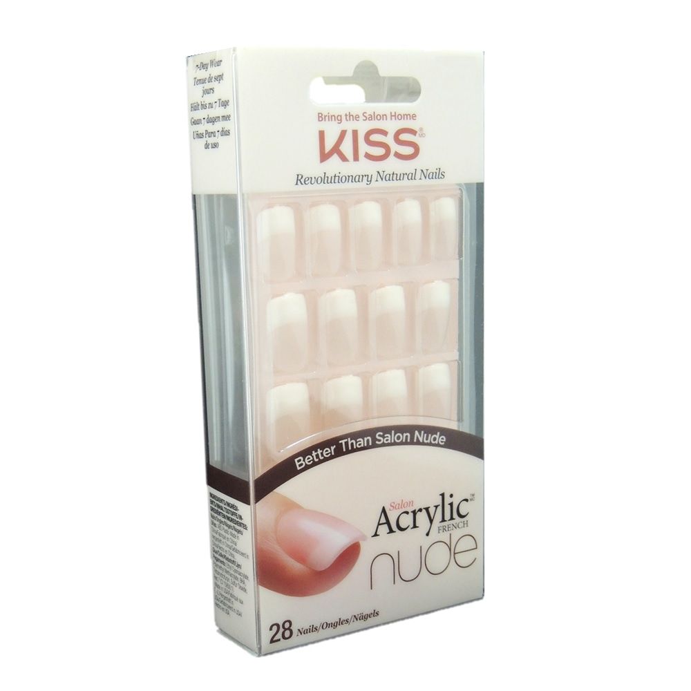 Kiss KAN03 Salon Acrylic French Nude Nails 28 Pieces