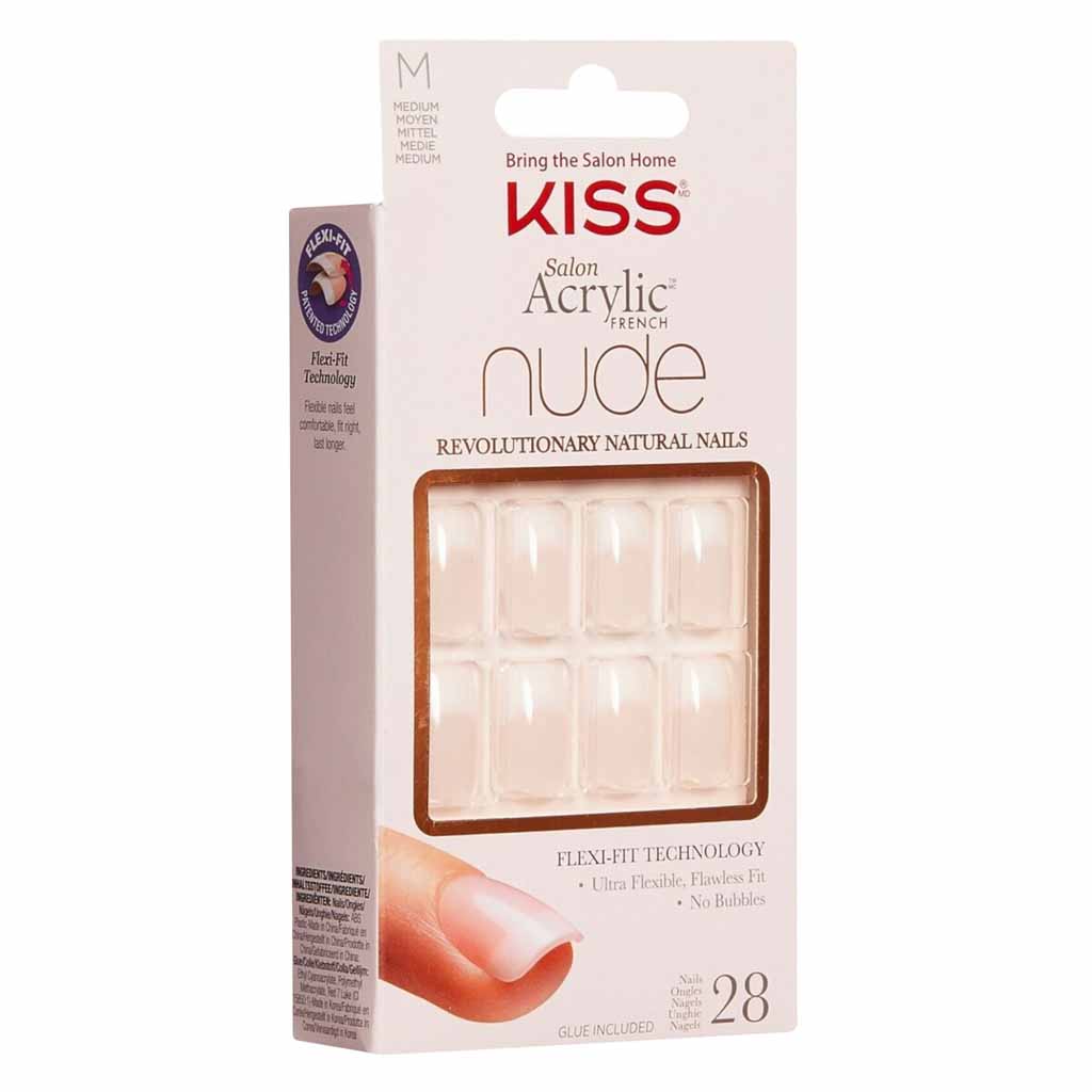 Kiss KAN03 Salon Acrylic French Nude Nails 28 Pieces