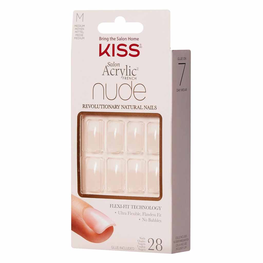 Kiss KAN03 Salon Acrylic French Nude Nails 28 Pieces