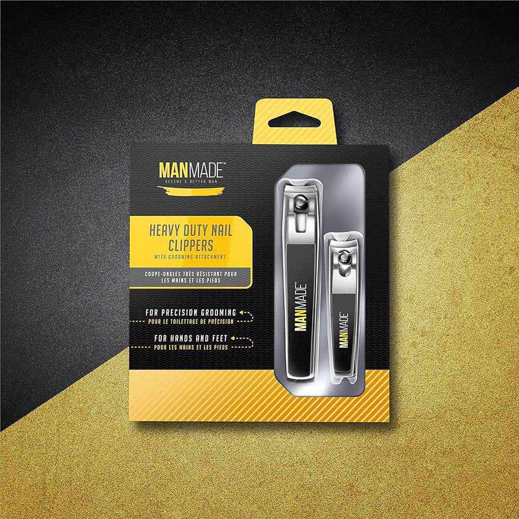 Man Made: Heavy Duty Nail Clippers, For Hands and Feet, Become a Better Man (Yellow)