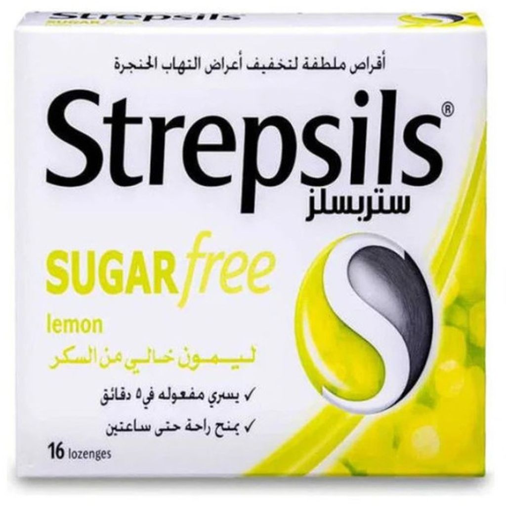 Strepsils, Lemon Sugar Free Lozenges, Soothing lemon flavored sugar-free throat lozenges, 16 lozenges