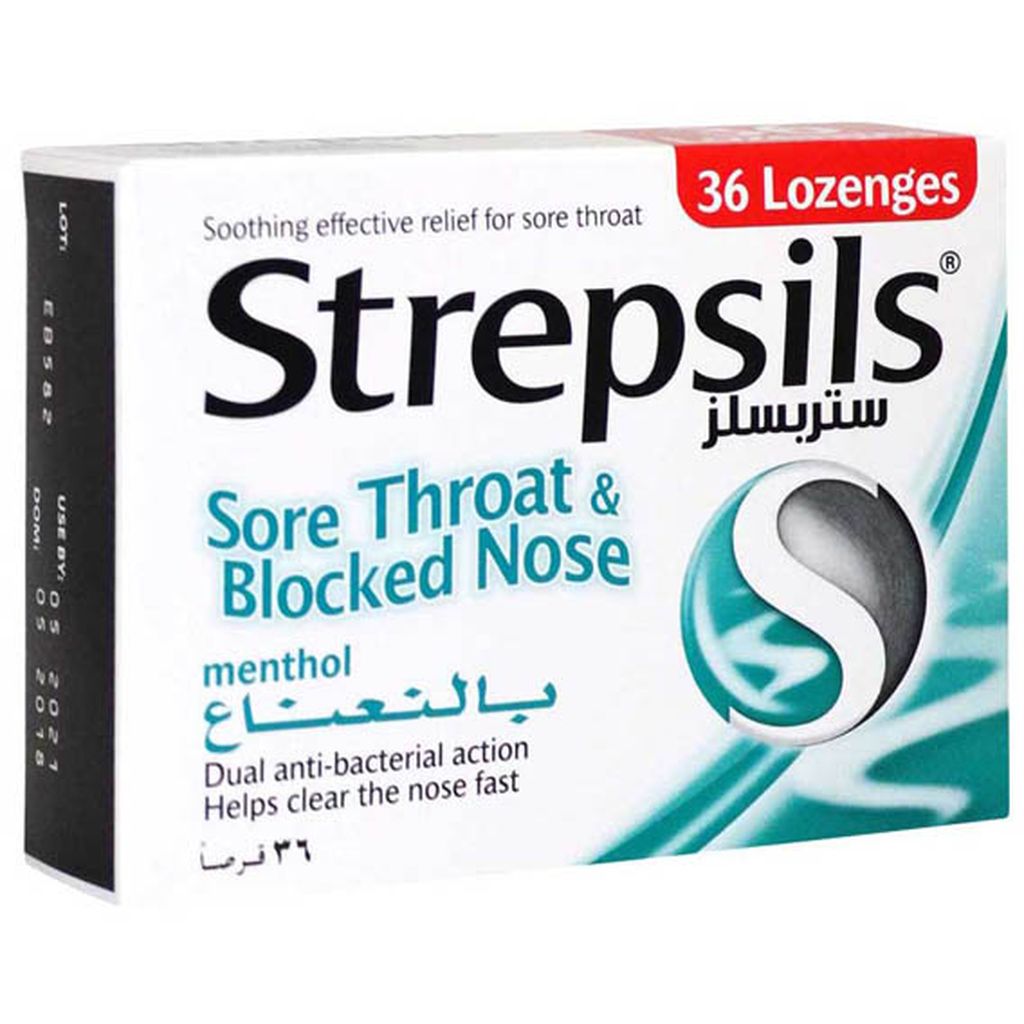 Strepsils, Menthol Lozenges, Soothing sore throat and blocked nose relief, 36 lozenges
