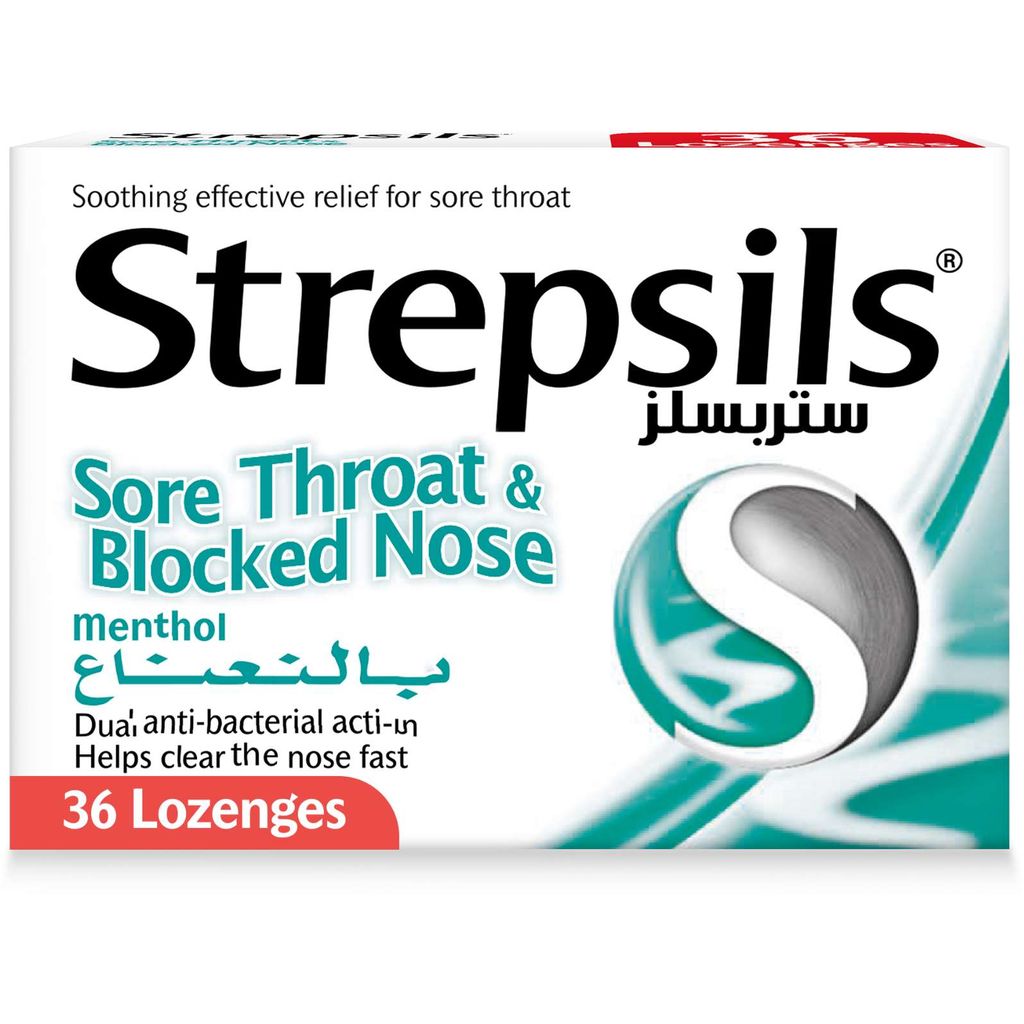 Strepsils, Menthol Lozenges, Soothing sore throat and blocked nose relief, 36 lozenges