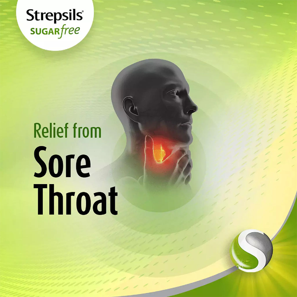 Strepsils, Lemon Sugar Free Lozenges, Soothing lemon flavored sugar-free throat lozenges, 36 lozenges