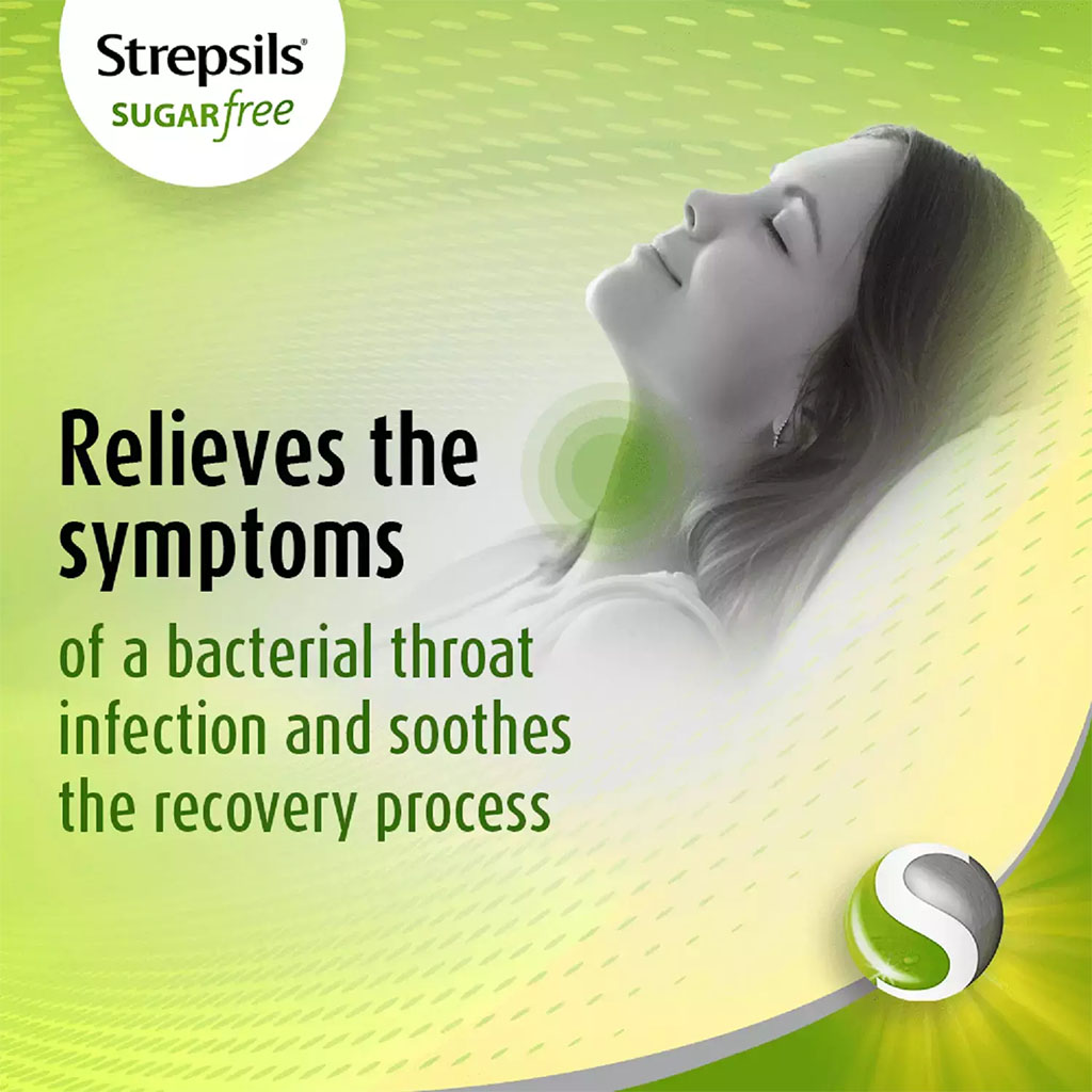 Strepsils, Lemon Sugar Free Lozenges, Soothing lemon flavored sugar-free throat lozenges, 36 lozenges