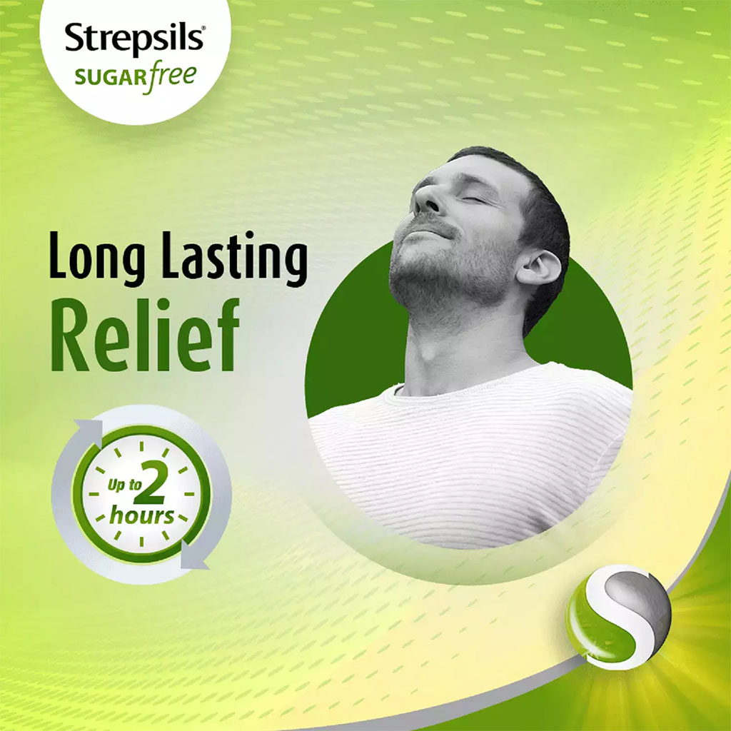 Strepsils, Lemon Sugar Free Lozenges, Soothing lemon flavored sugar-free throat lozenges, 36 lozenges