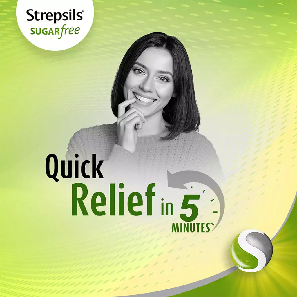 Strepsils, Lemon Sugar Free Lozenges, Soothing lemon flavored sugar-free throat lozenges, 36 lozenges