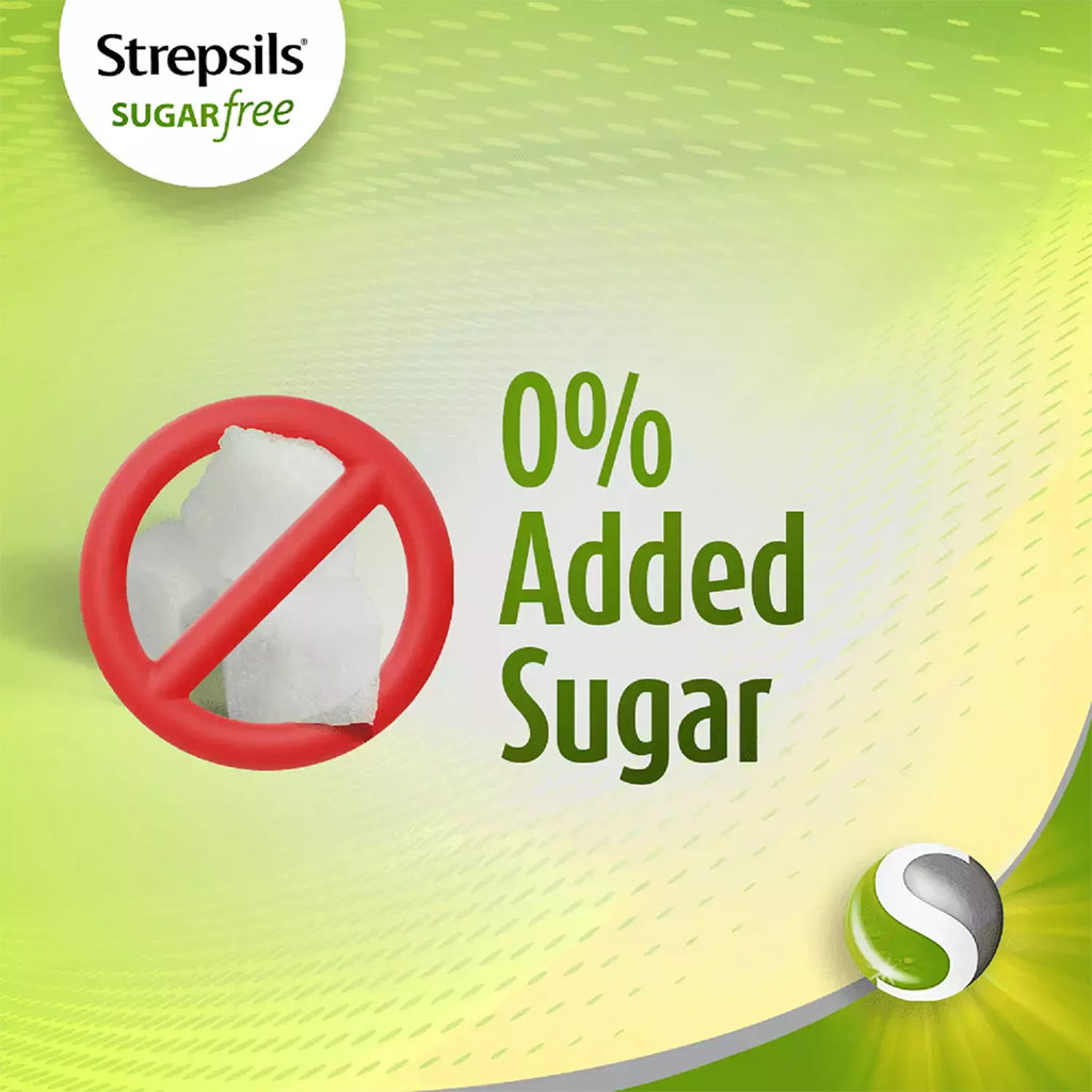 Strepsils, Lemon Sugar Free Lozenges, Soothing lemon flavored sugar-free throat lozenges, 36 lozenges