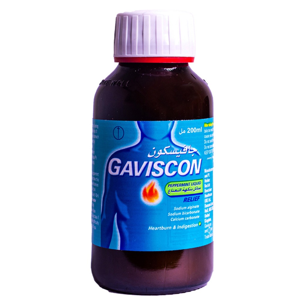 Gaviscon, Liquid for Indigestion and Heartburn Peppermint Flavour, Fast relief of acid reflux and heartburn, 200 ml