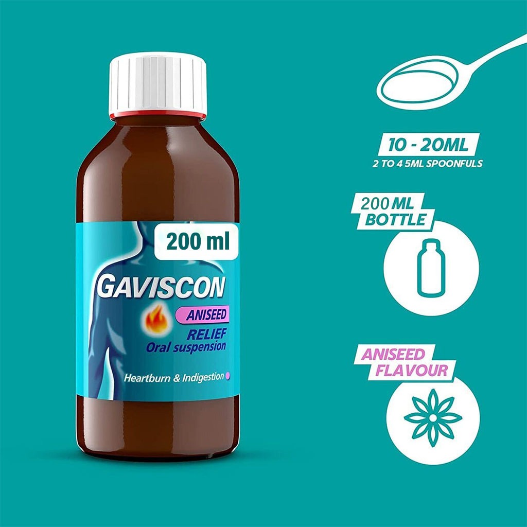 Gaviscon, Liquid for Indigestion and Heartburn Aniseed Flavour, Fast relief liquid antacid, 200ml