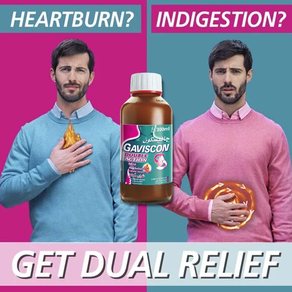 Gaviscon Double Action Liquid For Indigestion And Heartburn Mint Flavour 300ml