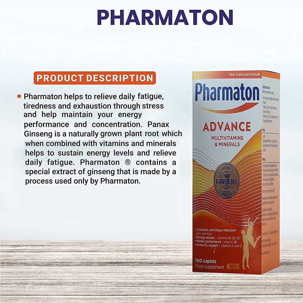 Pharmaton, 40mg Capsules, Multivitamin supplement for energy and vitality, 100 capsules