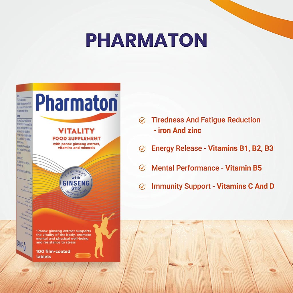 Pharmaton, 40mg Capsules, Multivitamin supplement for energy and vitality, 100 capsules