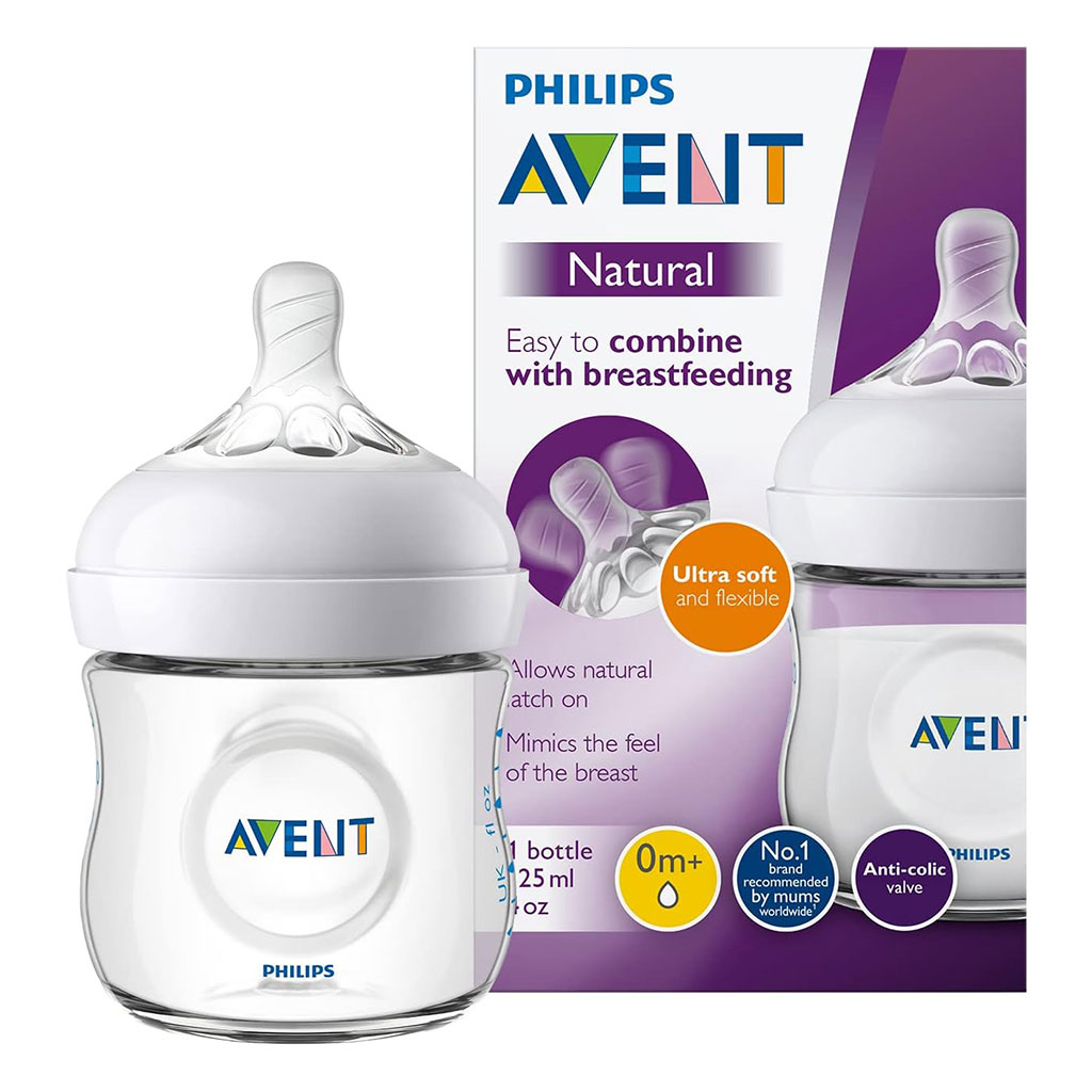 Philips Avent, Natural 2.0 Bottle, Natural feeding bottle with anti-colic design, 125ml