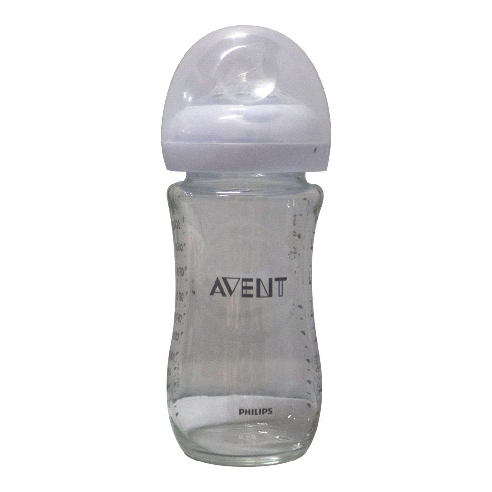 Philips Avent, Natural 2.0 glass bottle, Durable glass feeding bottle with anti-colic nipple, 240 ml
