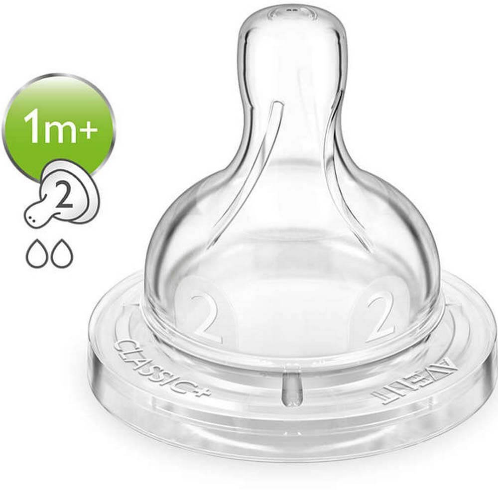 Philips Avent, Silicone Teats 2 Holes, Soft silicone teats for feeding, 2 pieces