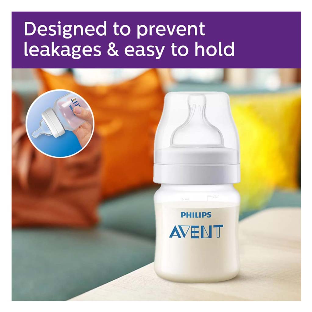 Philips Avent, Anti-Colic Air Free Baby Feeding Bottle 0+ Months, Anti-colic baby bottle for feeding newborns, 125ml