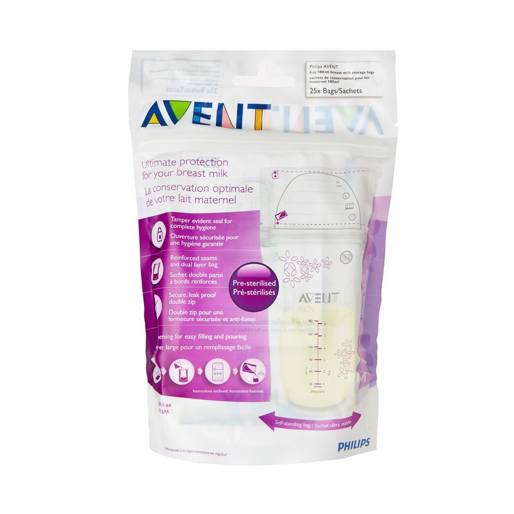 Philips Avent, Breast Milk Storage Bags, Leak-proof breast milk storage bags, 180ml
