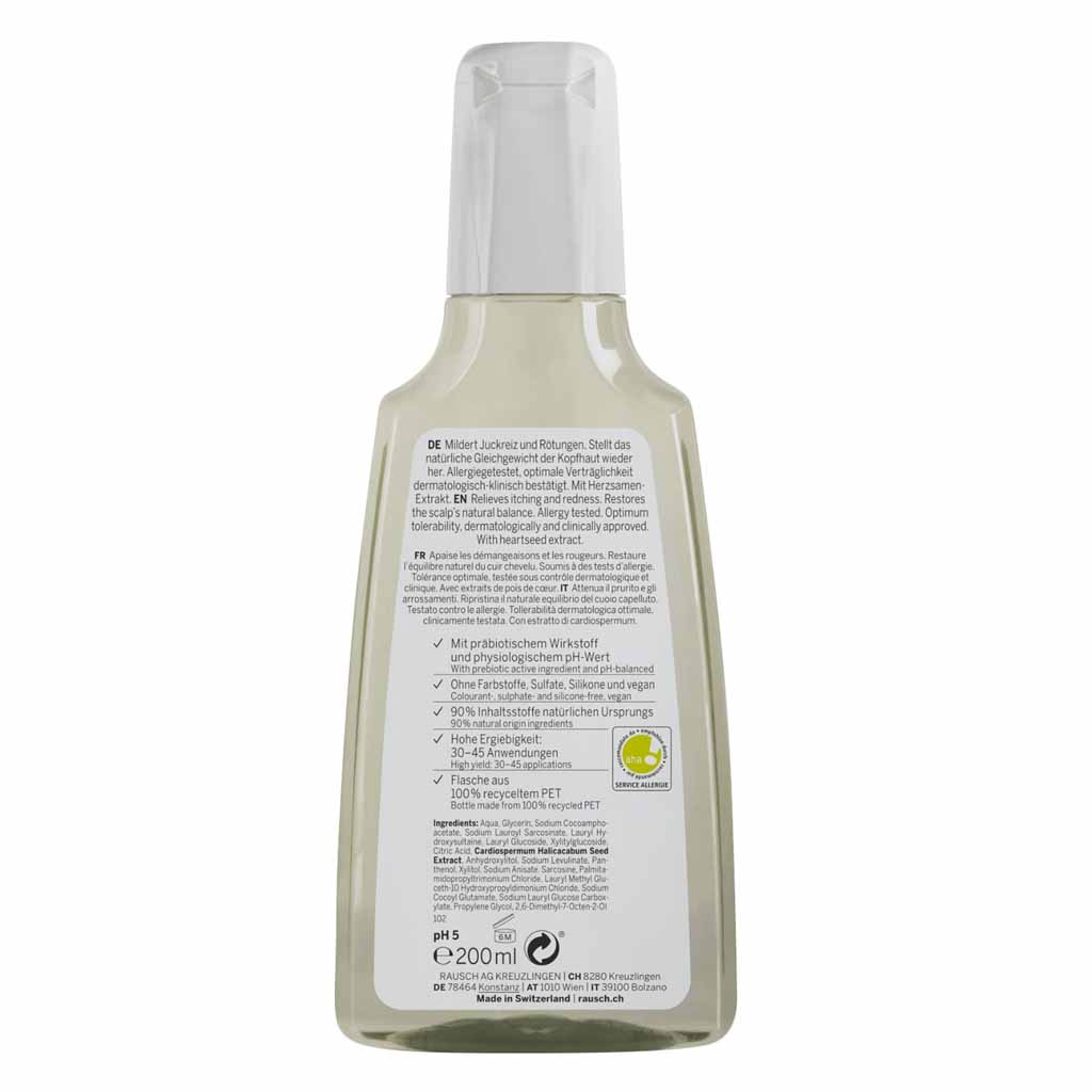 Rausch, Hypoallergenic Sensitive Shampoo with Heartseed, Gentle shampoo for sensitive scalp, 200ml