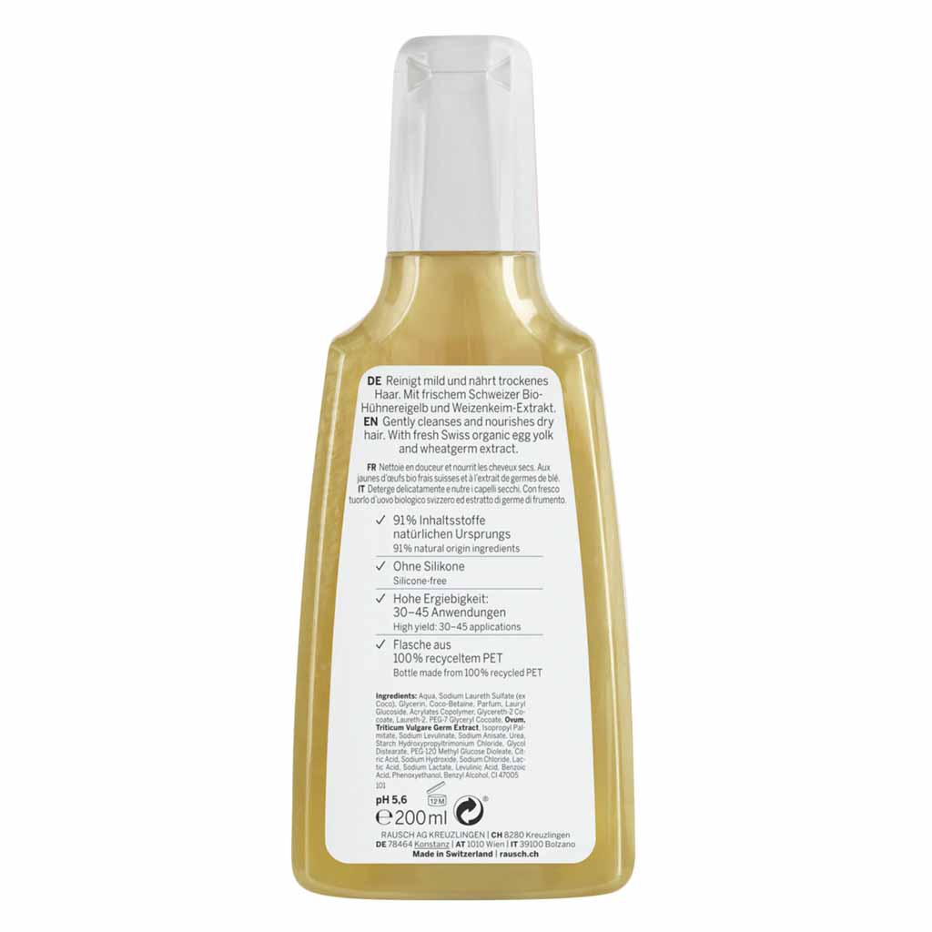 Rausch, Nourishing Shampoo with Egg Oil, Restorative shampoo for dry and damaged hair, 200ml