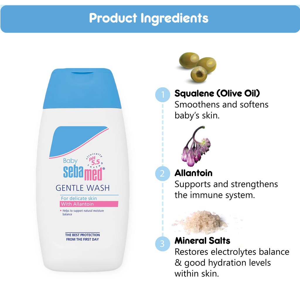 Sebamed, Baby wash, Mild cleansing wash for delicate baby skin, 200 ml