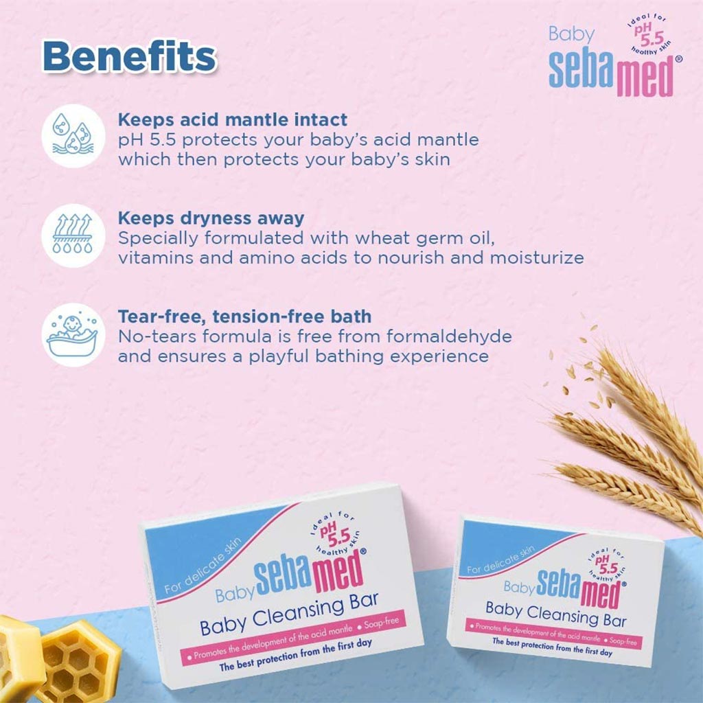 Sebamed, Baby Cleansing Bar, Gentle cleansing bar for baby skin, 100g