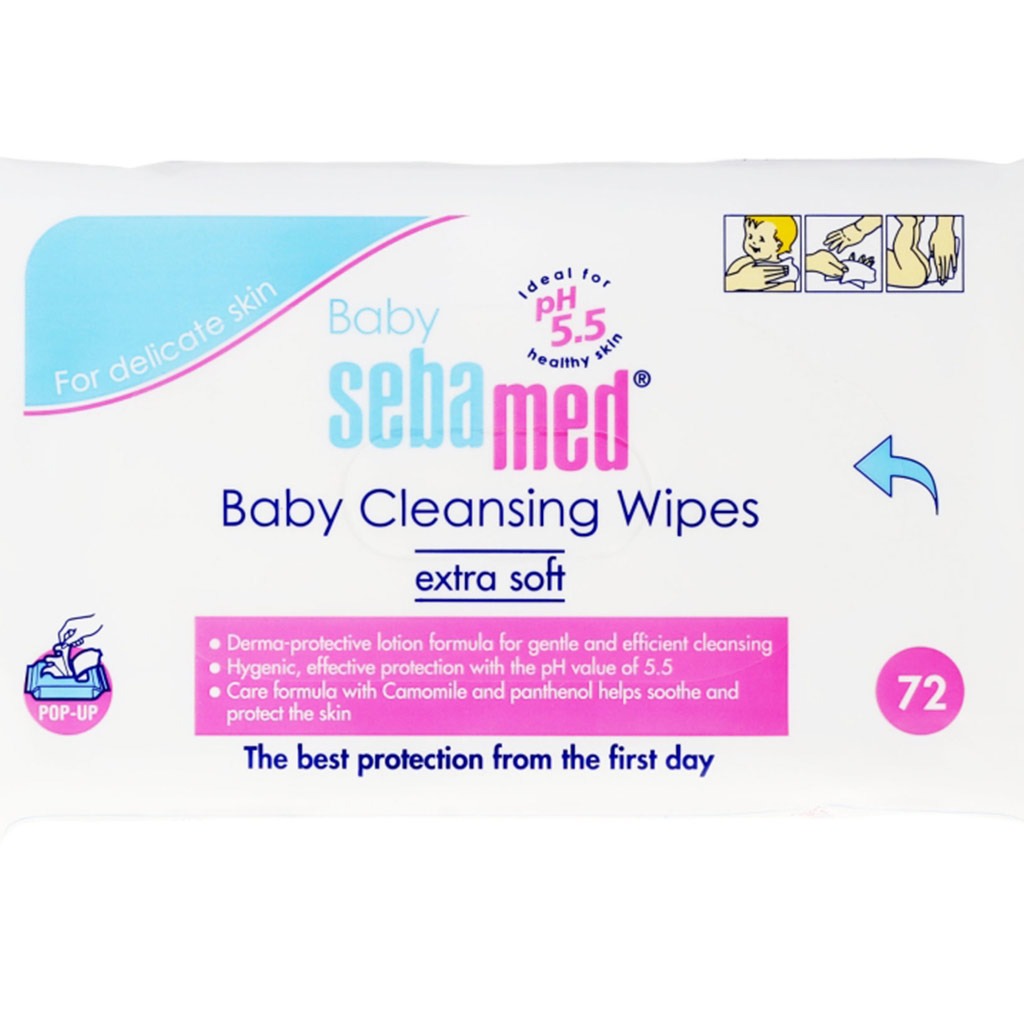 Sebamed, Baby cleansing wipes, Soft wipes for gentle baby skin cleansing, 72 pcs