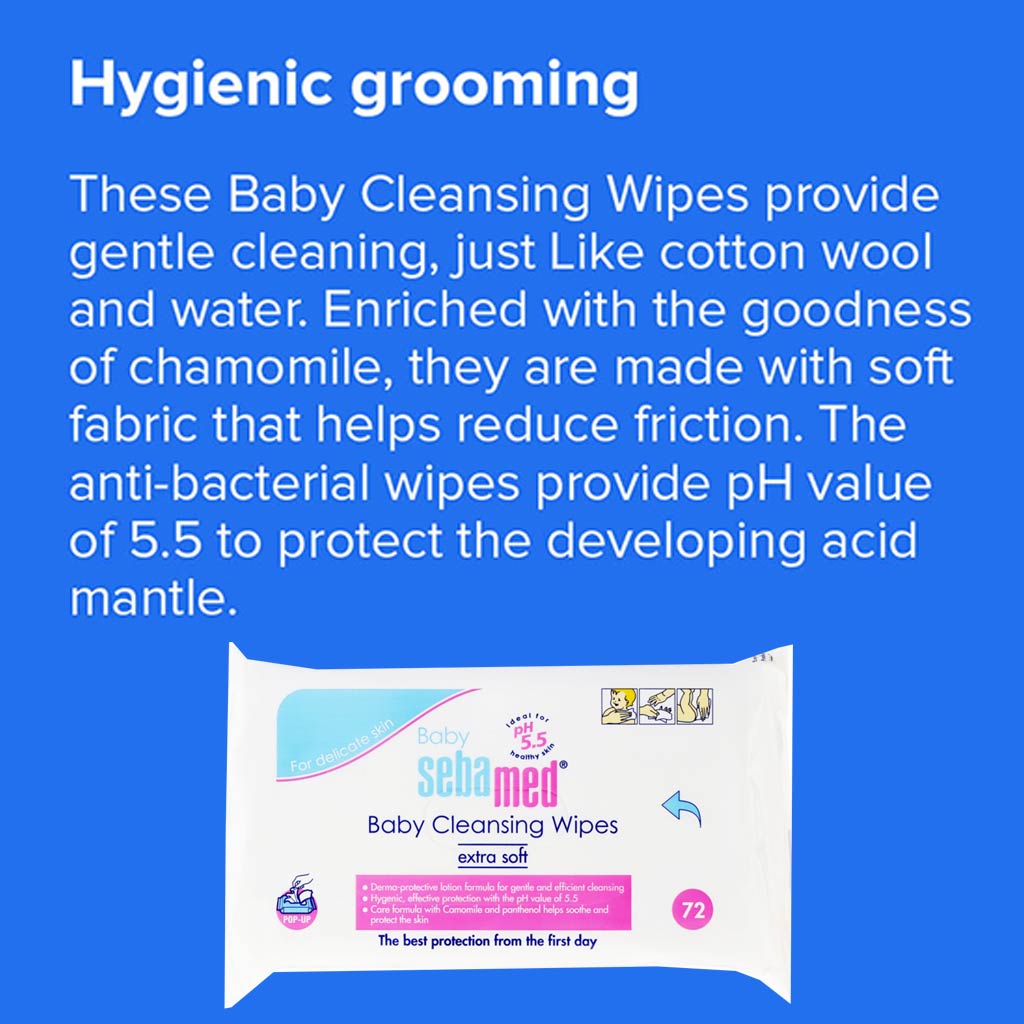 Sebamed, Baby cleansing wipes, Soft wipes for gentle baby skin cleansing, 72 pcs
